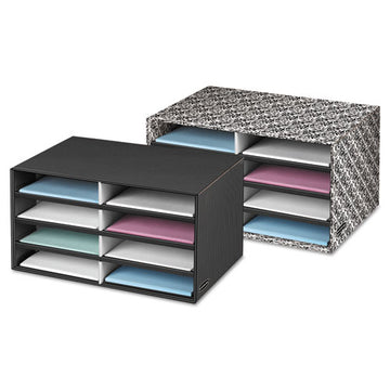 Bankers Box® Decorative Sorter, 8 Letter Sections, 19.5 X 12.38 X 10.25, Black-gray Pinstripe freeshipping - TVN Wholesale